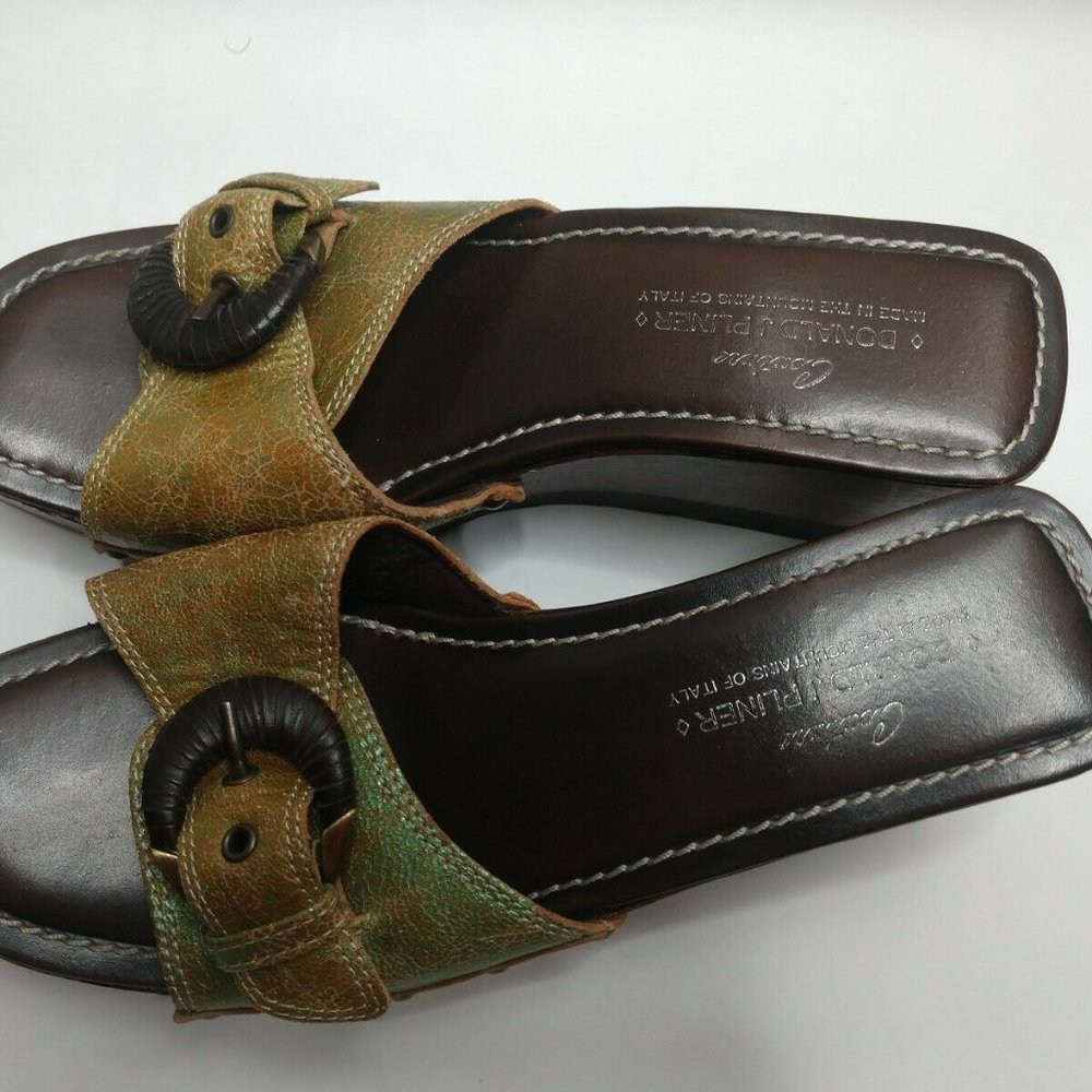 Donald J Pliner Wedge Olive Green Slides Sandals 7 - image 2